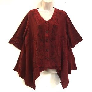 Sacred threads hippie boho shark bite kimono top